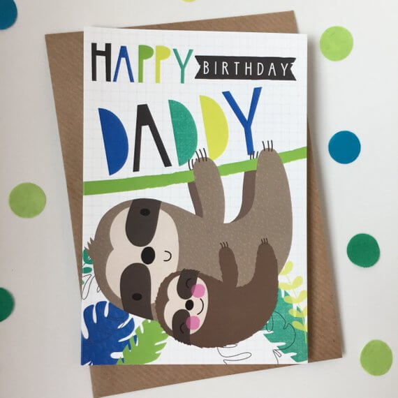 Daddy Birthday Sloth Card image 1