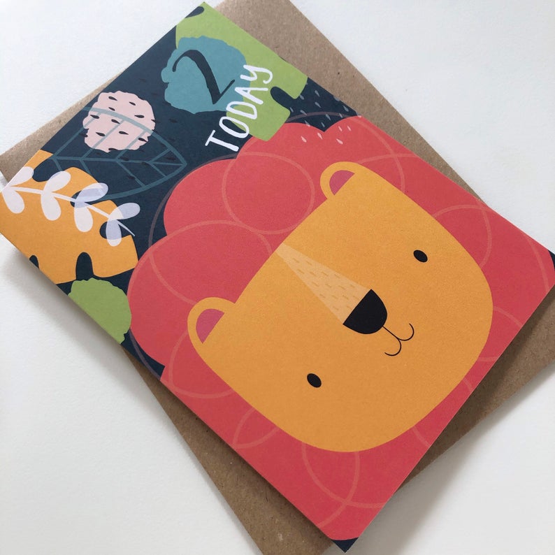 2 Today! Kids Lion Birthday Card image 1