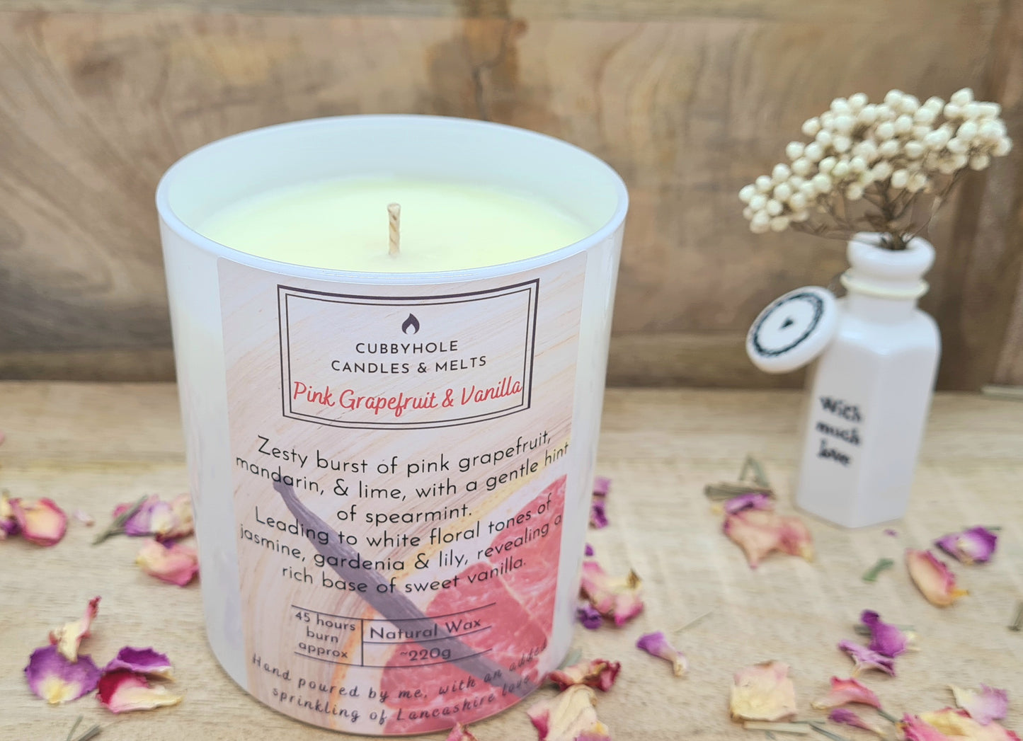 Pink Grapefruit & Vanilla Natural Wax Candle image 0
