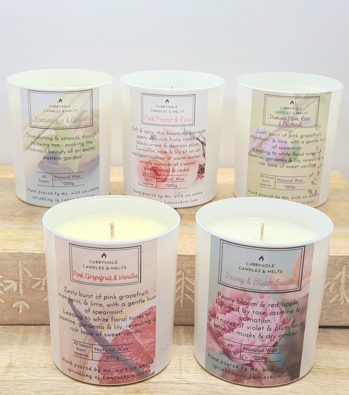 Pink Grapefruit & Vanilla Natural Wax Candle image 2