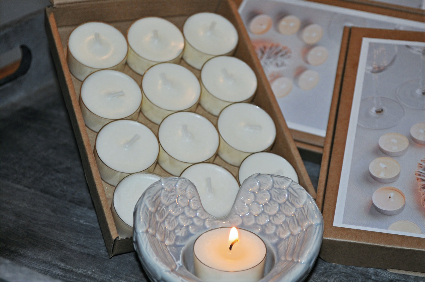 Natural Wax Tealights With Cotton Wicks ~ Box of 12 image 2