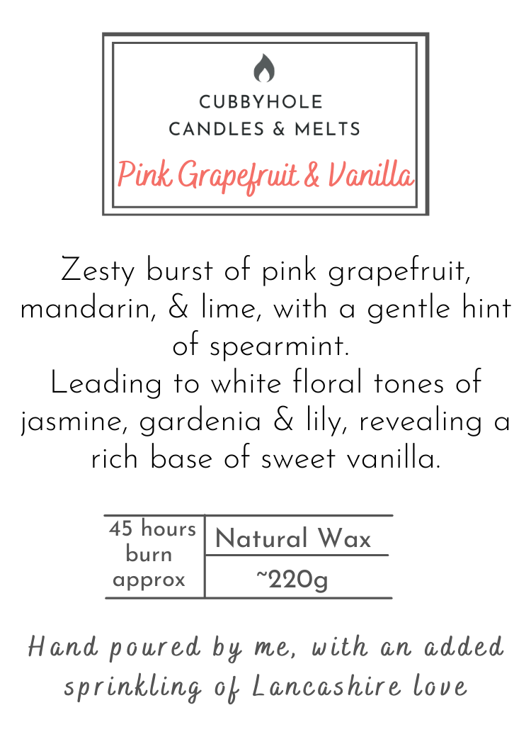 Pink Grapefruit & Vanilla Natural Wax Candle image 1