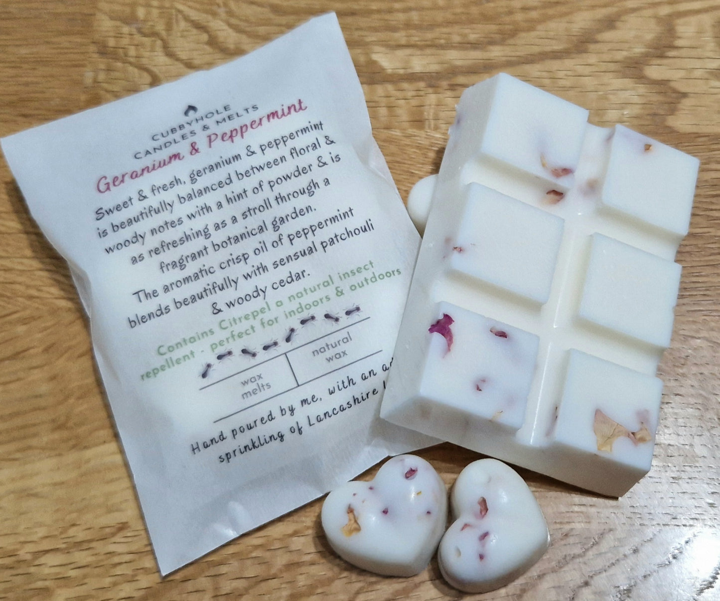 Geranium & Peppermint Natural Wax Melts - Essential Oils image 0