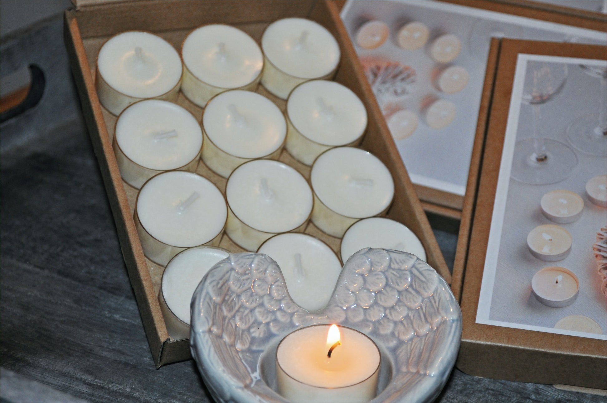 Natural Wax Tealights With Cotton Wicks ~ Box of 12 image 2