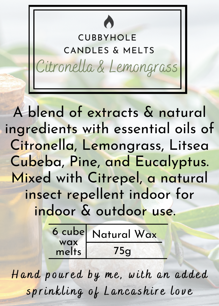 Citronella & Lemongrass Natural Wax Melts - Essential Oils  image 2