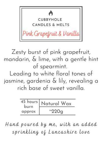 Pink Grapefruit & Vanilla Natural Wax Candle image 1