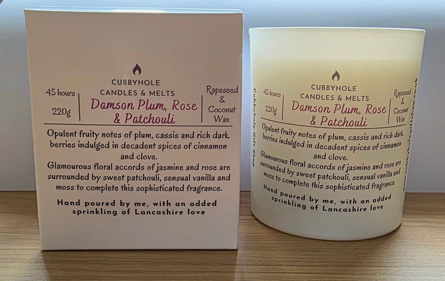 Damson Plum, Rose & Patchouli Natural Wax Candle
